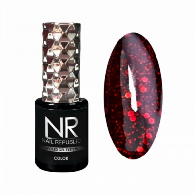 nail republic гель-лак №425, мерцающий красная шпинель, 10мл | для-ногтей.рф