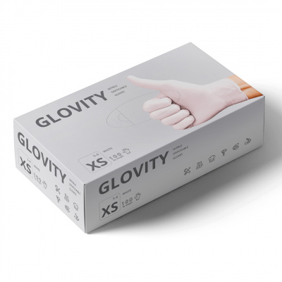 glovity перчатки нитриловые, белые, размер xs | для-ногтей.рф