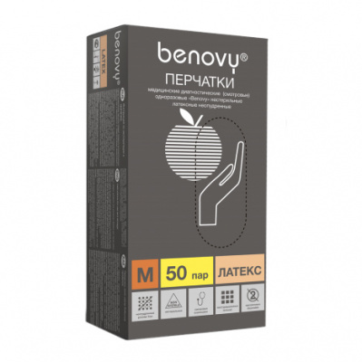 benovy перчатки латексные бежевые, m | для-ногтей.рф