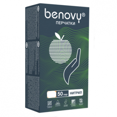 benovy перчатки нитриловые зеленые, l | для-ногтей.рф