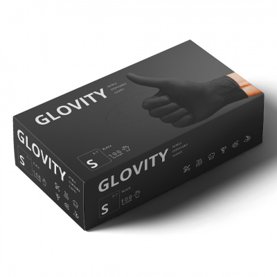 glovity перчатки нитриловые черные, размер s | для-ногтей.рф