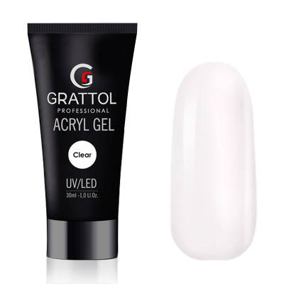 grattol acryl gel clear, 30 мл | для-ногтей.рф