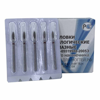 фреза кмиз 080.021 пламя красное | для-ногтей.рф