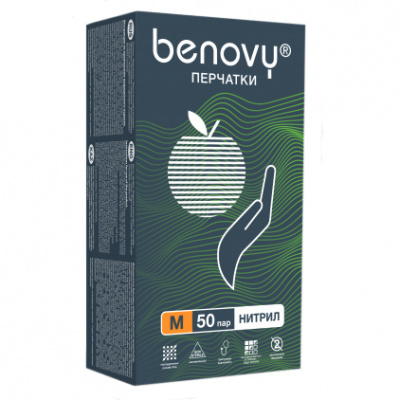 benovy перчатки нитриловые зеленые, m | для-ногтей.рф