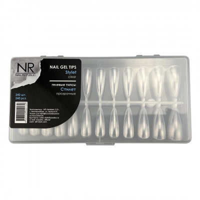 nail republic stylet, гелевые типсы стилет, 240шт | для-ногтей.рф