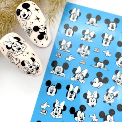 наклейки на водной основе #м-01 black/white | для-ногтей.рф