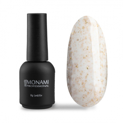 monami, гель-лак potal gold milky, молочный с золотой поталью, 8мл | для-ногтей.рф