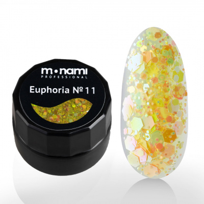 monami, гель- лак euphoria №011, с шестигранниками, 5гр | для-ногтей.рф