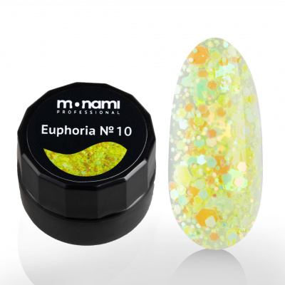 monami, гель- лак euphoria №010, с шестигранниками, 5гр | для-ногтей.рф