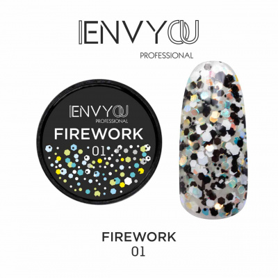 envy firework №001, гель-лак с шестигранниками, 6мл | для-ногтей.рф
