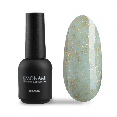 monami гель-лак potal gold green, зеленый с серебряной поталью, 8мл | для-ногтей.рф