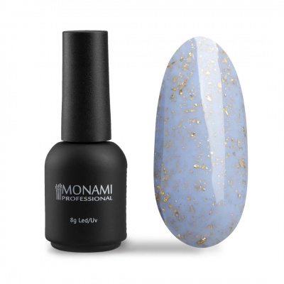 monami, гель-лак potal gold light blue, голубой с золотой поталью, 8мл | для-ногтей.рф
