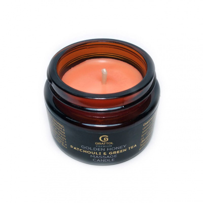 спа-свеча для ухода,grattol premium massage candle "patchouli & green tea",30 ml | для-ногтей.рф