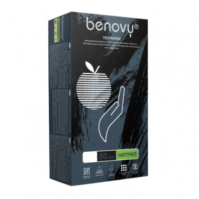 benovy перчатки нитриловые черные, m | для-ногтей.рф