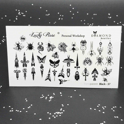 lucky rose transparent black - 37 | для-ногтей.рф