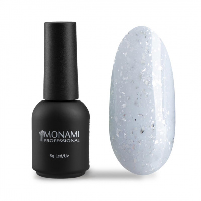 monami, гель-лак potal silver light blue, голубой с серебрянной поталью, 8мл | для-ногтей.рф