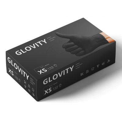 glovity перчатки нитриловые черные, размер xs | для-ногтей.рф